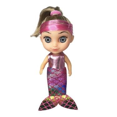 Imagem de Shiny Angels Boneca 3 em 1, Transformável em Sereia, Fada e Bailarina, Vinil e Tecido, 20cm, com Asas, Varinha e Cauda, para Crianças +3 Anos