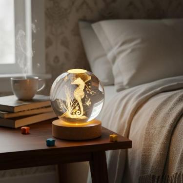 Imagem de Luminária De Mesa Bola De Cristal 3d Decoração - Oásis Markt, Cavalo