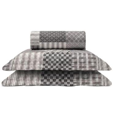 Imagem de Cobre Leito Buettner Queen Microfibra Renove Estampado Austria 3 Peças Cinza