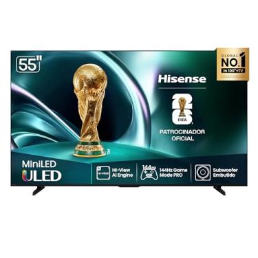 Imagem de Hisense Smart TV 4K 55" Polegadas 55U7QG Mini Led 144Hz com Dolby Vision IQ, HDR10+ Adaptative, Dolby Vision IQ, Dolby Gaming, HLG, Filmmaker Mode, Dolby Atmos, Compatibilidade Alexa, Google Home