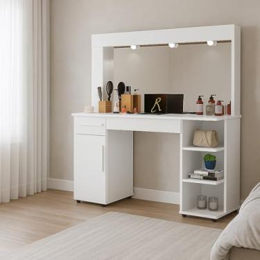 Imagem de Penteadeira Moderna Espaçosa Com Espelho E 02 Gavetas Cj