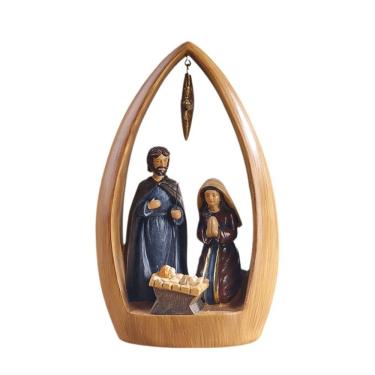 Imagem de Escultura de presépio em resina do Menino Jesus 20cm com Maria e José