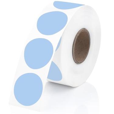 Imagem de Perco Etiquetas adesivas térmicas de círculo redondo azul de 2,5 cm - 735 etiquetas por rolo, compatível com impressora térmica direta, adesivo permanente, cores vibrantes, fixação forte, perfurado