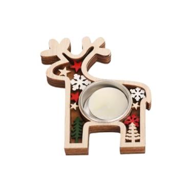 Imagem de 1 peça de castiçais de madeira festiva festa de fim de ano centro de mesa ambiente aconchegante suporte de vela de cera decoração de sala de jantar (alce)