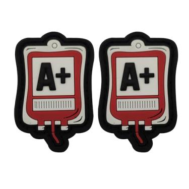 Imagem de Patch engraçado de PVC tipo sanguíneo, adesivos de borracha de PVC tipo sanguíneo Positivo A+ Positive, apliques decorativos de bolsa médica com crachás de suporte de gancho e laço para roupas