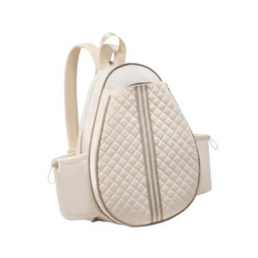Imagem de RNXRZANK Bolsa de Tênis, Bolsa de Tênis Acolchoada, Mochila Transversal de Tênis, Bolsa para Raquete de Tênis para Mulheres E Homens, Tecido Oxford, Bege