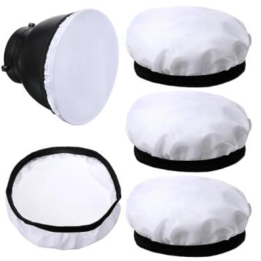 Imagem de 4 peças de meia difusora de luz, 7"/18 cm capa macia para lâmpada difusora, meias brancas de difusores de pano padrão, meias de lâmpada refletora de abajur para refletores estroboscópicos de estúdio