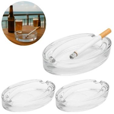 Imagem de 3 Cinzeiros em Vidro Reforçado Oval Ideal P/ Restaurantes - Freecom