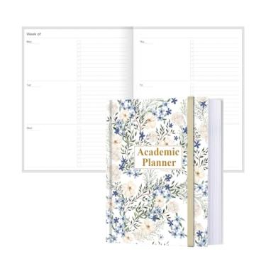 Imagem de Agenda acadêmica para 2025, 2026 ou a qualquer momento – 21,6 cm x 28 cm, planejador semanal sem data para estudantes de ensino doméstico, ensino médio, faculdade e enfermagem, 200 páginas, flor