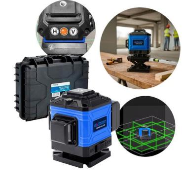 Imagem de Nivel Laser 3D 12 Linhas Verde Recarregável 2 Baterias - Exbom