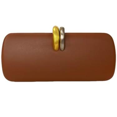 Imagem de louceko Bolsa clutch formal feminina de couro PU para casamento, Marrom