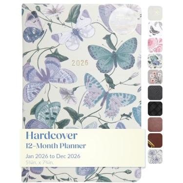 Imagem de WORLD TRAVELER Agenda 2026 - Agenda de calendário semanal e mensal de 15 x 20 cm com marcador de página e fita para escola e escritório, tamanho 15 x 20, roxo