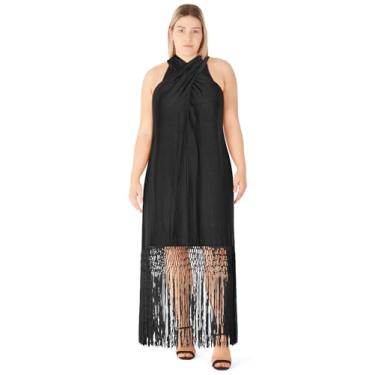 Imagem de City Chic Vestido feminino - Isla Fringe, Preto, 25 Plus Size
