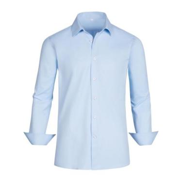 Imagem de Camisa social GIANEN azul claro para homens tamanho L, grande e alta -
