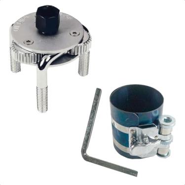 Imagem de Kit Saca Filtro Tipo Aranha 3 Garras e Cinta Compressora de Anéis de Pistão 3 Pol para Manutenção Automotiva