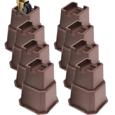 Imagem de MCXYEM Elevação ajustável para móveis de cama elevações em alturas elevações resistentes para postes e rodas de móveis sofá-cama mesa de sofá cama (marrom pacote com 8, 7 polegadas)