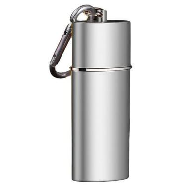 Imagem de Chaveiro de cinzeiro portátil de 3 cores - Cinzeiro de viagem à prova de cheiro de metal à prova de fogo para atividades ao ar livre, carro, acampamento | Estojo de cigarro de bolso com tampa (à prova