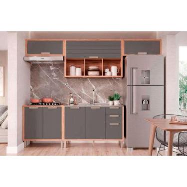 Imagem de Cozinha Completa Eloise 5 Peças (3Aéreos+2Balcões) C5P256 Cinamomo/Tit