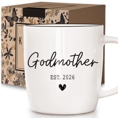 Imagem de Kinkiii Presente Promoted to Godmother 2026, Caneca de madrinha Est.2026, presente de aniversário de Natal, Dia das Mães, canecas de Deus Mãe, Proposta de madrinha, presentes de anúncio de gravidez
