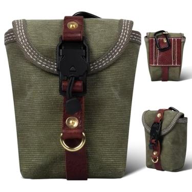Imagem de Une Diffe Bolsa de cinto para homens e mulheres, fivela magnética, lona lavada, cinto de couro curtido vegetal, bolsa EDC para ferramentas de chaves, Verde militar, Medium, Bolsa de cinto vintage
