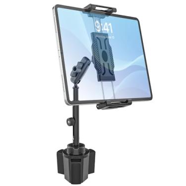 Imagem de INSSKY Suporte para tablet de carro, [altura ajustável], braço longo de metal, rotação de 360°, suporte para tablet para caminhão de golfe, capa de espessura adequada (profundidade máxima de 1,18