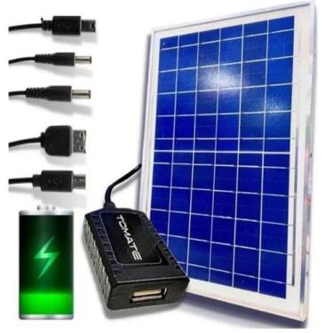 Imagem de Painel Energia Solar Placa Carregador Portátil Usb Celular Cor Preto -