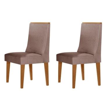 Imagem de Conjunto Com 2 Cadeiras Moderna Mobília Linho Capuccino