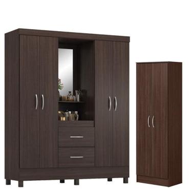 Imagem de Guarda Roupa Casal Capelinha Lord Com Sapateira Multiuso Golden Café - Demóbile