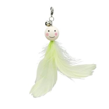 Imagem de Luzhengyang Recargas de varinha Feather Cat Teaser – Cabeças inspiradas em pássaros naturais, acessórios de brinquedo de gato para brincadeiras interativas (pacote com 5) (boneca ensolarada – verde