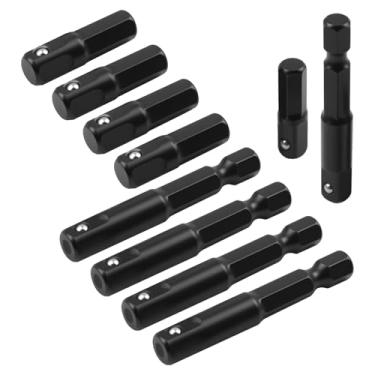 Imagem de 10 peças de adaptador sextavado de 1/4 para soquete de 1/4, adaptador de broca hexagonal para soquete quadrado, peça de substituição de ferramenta elétrica de impacto adequada para furadeira elétrica