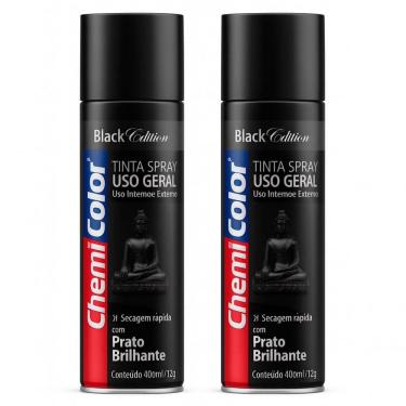 Imagem de Kit 02 Tintas Spray 400ml Para Uso Geral Multiuso Secagem Rápida - Chemicolor