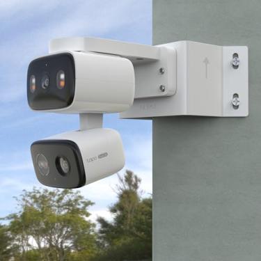 Imagem de VOMENC Suporte de parede de canto compatível com câmera de segurança Tapo C246D/C236/C216/C113/C420/C400/C400 KIT/C460, fácil instalação com posicionamento preciso do orifício (branco)