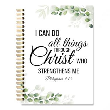 Imagem de Vgrti Caderno Espiral I Can Do All Things Through Christ Who Strengthens Me, Caderno Cristão de Eucalipto para Mulheres, Versículo da Bíblia Inspirador Presentes para Mulheres Amigas Professoras Irmã