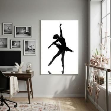 Imagem de Quadro Decorativo Bailarina Dançando-70x50cm Cor:Moldura Branca - Quad