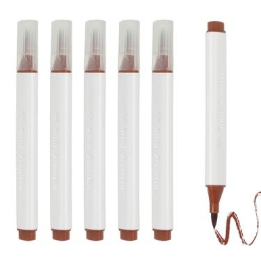 Imagem de PATIKIL Caneta de aquarela de arte, 6 peças, caneta aquarela triangular de ponta macia para escritório, artesanato, álbuns, escrita, diário, desenho, caligrafia, marrom