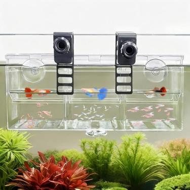 Imagem de BaoZqua Criador de peixes de aquário de câmara tripla e caixa de isolamento, tanque de incubadora transparente para incubadora com ventosas e gancho, berçário para criação de batatas fritas guppy e