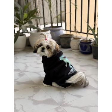 Imagem de Petsnugs Moletom com capuz Dino Snug para cães – lã de algodão macio, design com estampa de dinossauro, tamanho 2GG (66 cm de comprimento), moletom confortável e quente para cães XXL, roupas elegantes