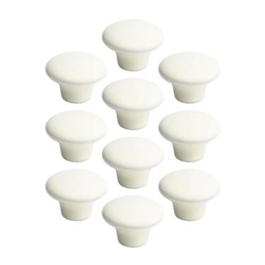 Imagem de Kit 12 Puxadores de Gaveta em Cerâmica e Porcelana para Armários e Móveis, 38mm, Decorativo (Off White - MPPON105)