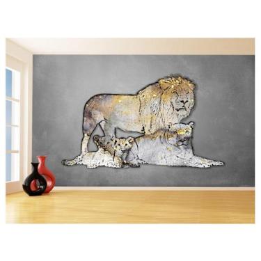 Imagem de Papel De Parede Animais Pop Art Familia Leões 3,5M Pxa420 - Você Decor
