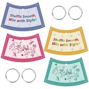 Imagem de Catcan 4PCS Mahjong Shuffler Cards with Keychains Colorful Scalloped Tile Mixing Cards, Portable Mahjong Accessories with Funny Sayings Best Gifts for Lovers, Beginners