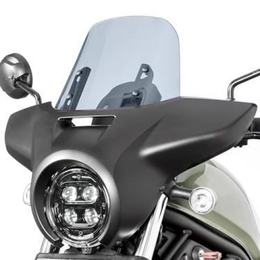Imagem de Kit de pára-brisas de carenagem de farol de motocicleta para CMX300 Rebel 300 2020-2025 CMX500 Rebel 500 2017-2025 Conjunto de montagem de para-brisas de farol dianteiro (preto fosco + fumaça clara)