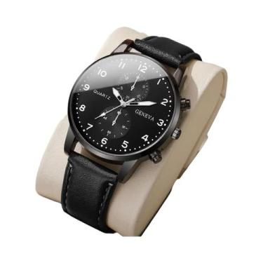 Imagem de Relógio De Pulso Masculino Casual Com Pulseira De Couro, Relógio Analó