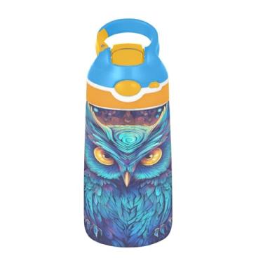 Imagem de ATTX Garrafa de água Neon Owl de 473 ml – Garrafa de água reutilizável Tritan Sports & Travel com canudo e tampa de bico pop-up #462