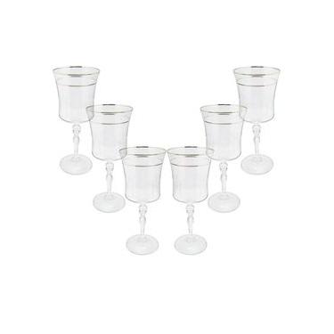 Imagem de Jogo de taças para água cristal ecológico Bohemia Grace 300ml 6 peças prata rim