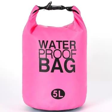 Imagem de Bolsa Impermeável Saco Estanque 2/5/10/15/20/30L para Camping, Pesca, Caiaque, Praia e Natação – Dry Bag à Prova d’Água(Rosa)