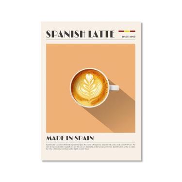 Imagem de Coffee Prints Cafe Latte Espresso Cappuccion Americano Cafe Poster Decoração de Cozinha Pintura em Tela Presente Decoração de Sala de Jantar (SKU8,50.8x71.1 cm =(50x70cm), Sem moldura)