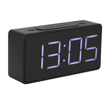 Imagem de Generic Despertador LED Relógio Eletrônico Simples Com Função Soneca para Fácil Leitura na área de Trabalho (Preto)
