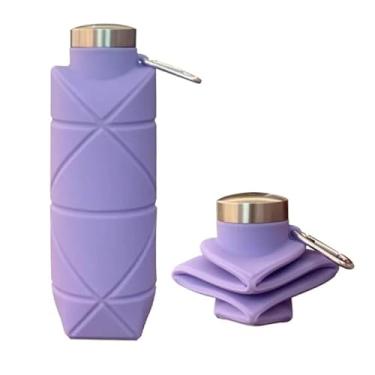 Imagem de Copo de Água Portátil de Silicone Dobrável – Leve, Flexível e Reutilizável para Esportes, Viagens e Academia (Lilás)