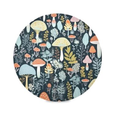 Imagem de Wassud Jogo americano, cogumelos, tapetes redondos para cozinha e jantar, tapetes laváveis, decoração de festa, 39 cm