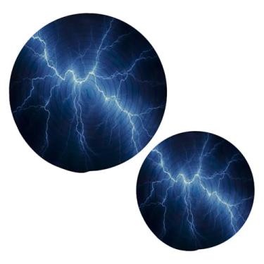 Imagem de Wassud Conjunto de tripé Lightning para pratos quentes, suportes redondos de algodão, almofadas quentes, porta-copos elegantes, decoração de cozinha e acessórios, 2 peças